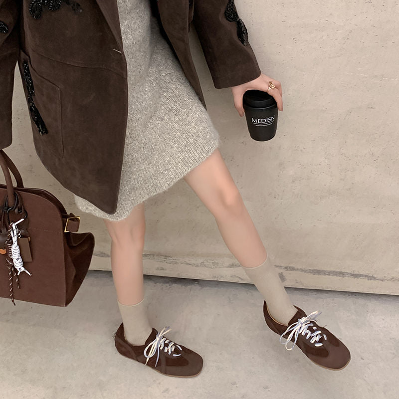 Karin Luna In Stock Spot Goods Casual Style Suede Lace-Up Height-Increasing Popular Single Shoes