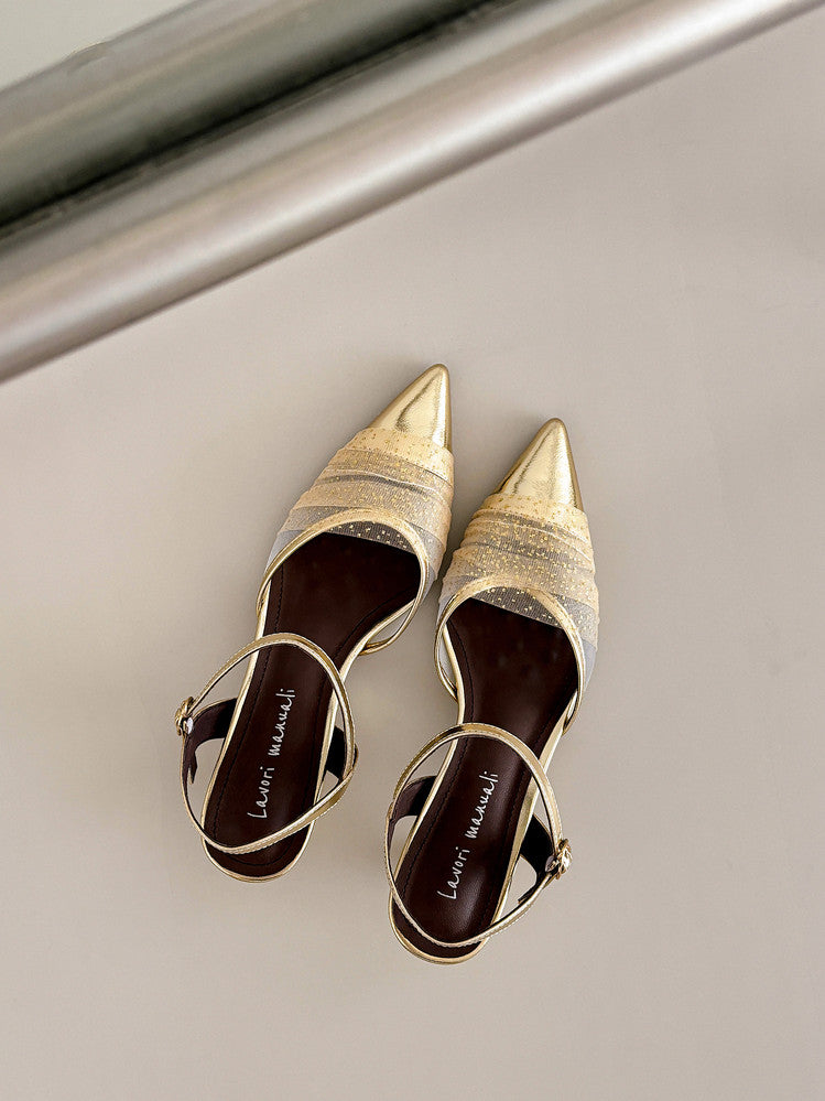 Karin Luna In Stock Spot Goods  Elegant Mesh Pointed Toe Sandals