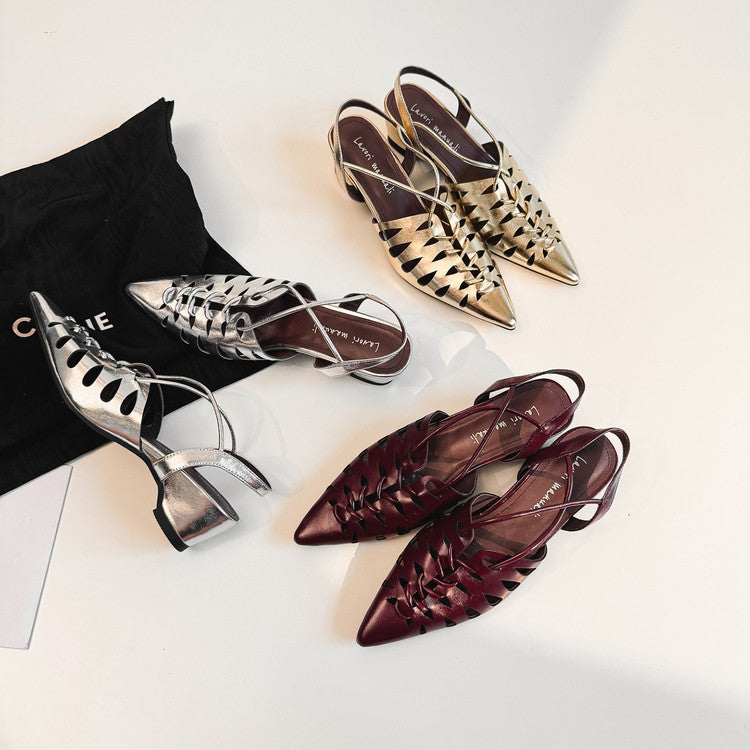 Karin Luna Braided Style ~Cross-woven Pointed Toe Closed-toe Sandals