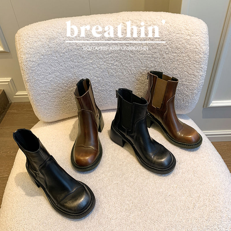 Karin Luna In Stock Spot Goods  Round Toe Stretch Round Toe Chelsea Short Boots