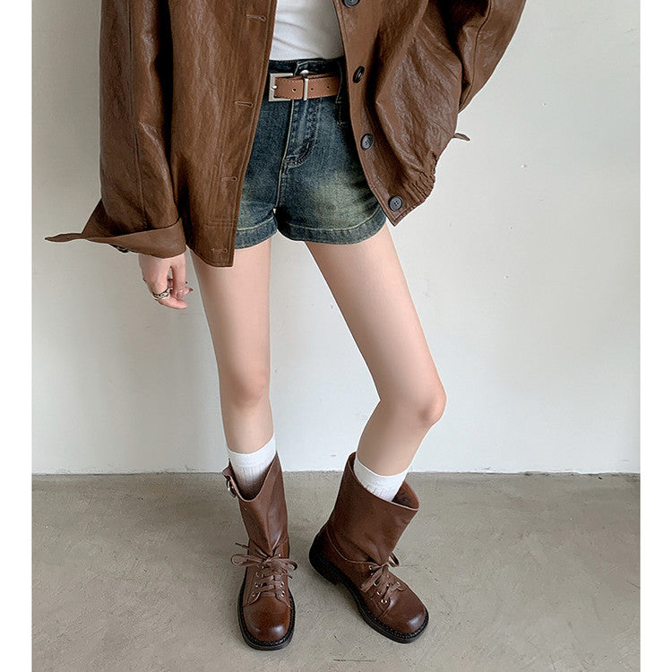 Karin Luna Bestseller Large Tube Thick Sole Martin Boots with Belt Buckle