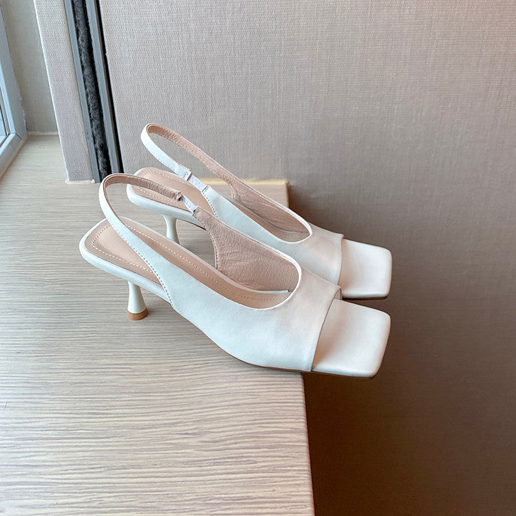 Karin Luna Classic Style Square Toe Open Toe French Retro Sandals