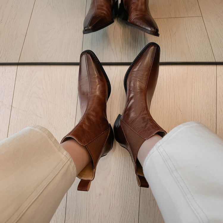 Karin Luna In Stock In stock   Classic first-layer cowhide Chelsea elastic ankle boots