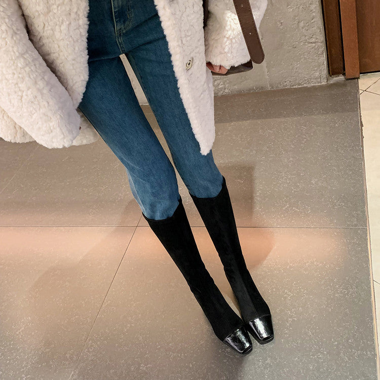 Karin Luna In Stock In Stock Patchwork Long Boots Elegant Versatile