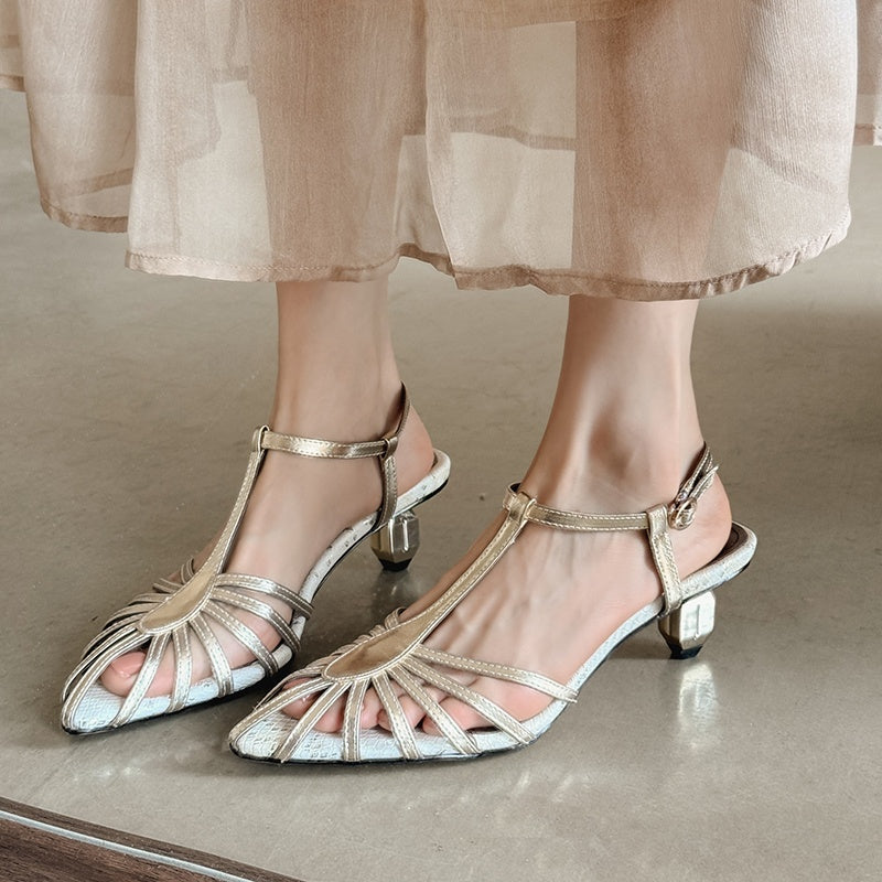 Karin Luna In Stock Spot Goods Open-toe French Style Metal Heel Sandals