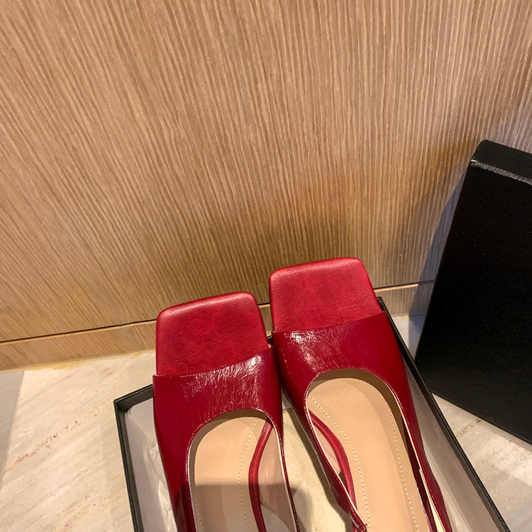 Karin Luna Classic Style Square Toe Open Toe French Retro Sandals