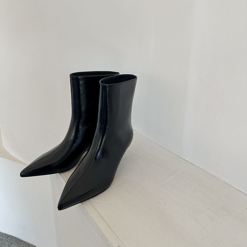 Karin Luna In Stock Spot Goods Minimalist Tube Kitten Heel Short Boots