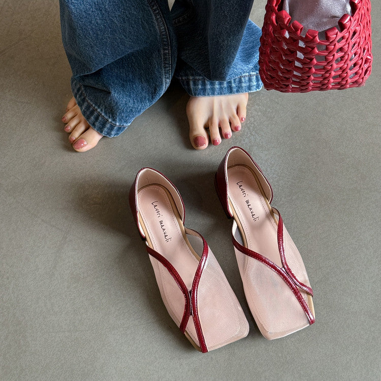 Karin Luna In Stock Spot Goods  Square Toe Mesh Sandals