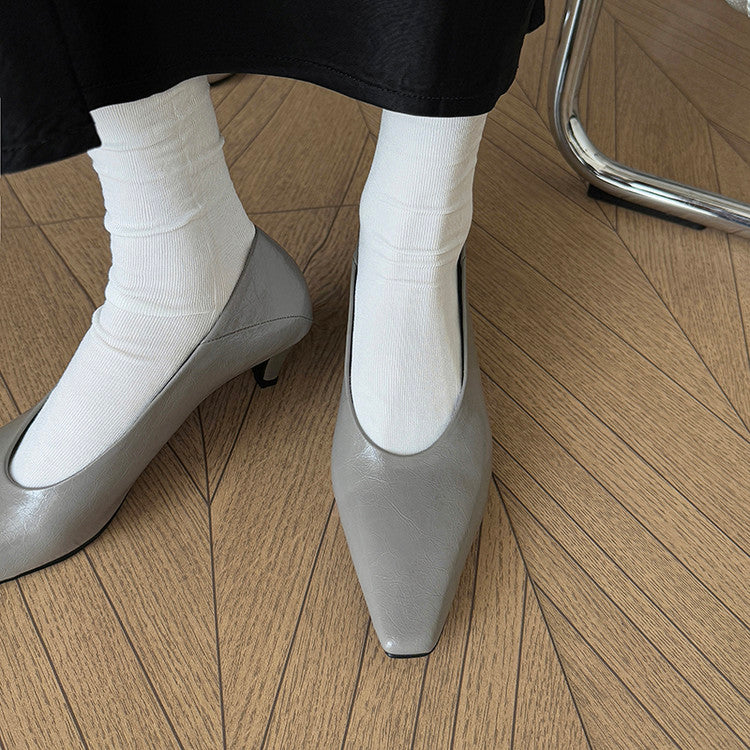 Karin Luna In Stock In Stock ~Basic Versatile French Style Small Square Toe Shallow Mouth Single Shoes