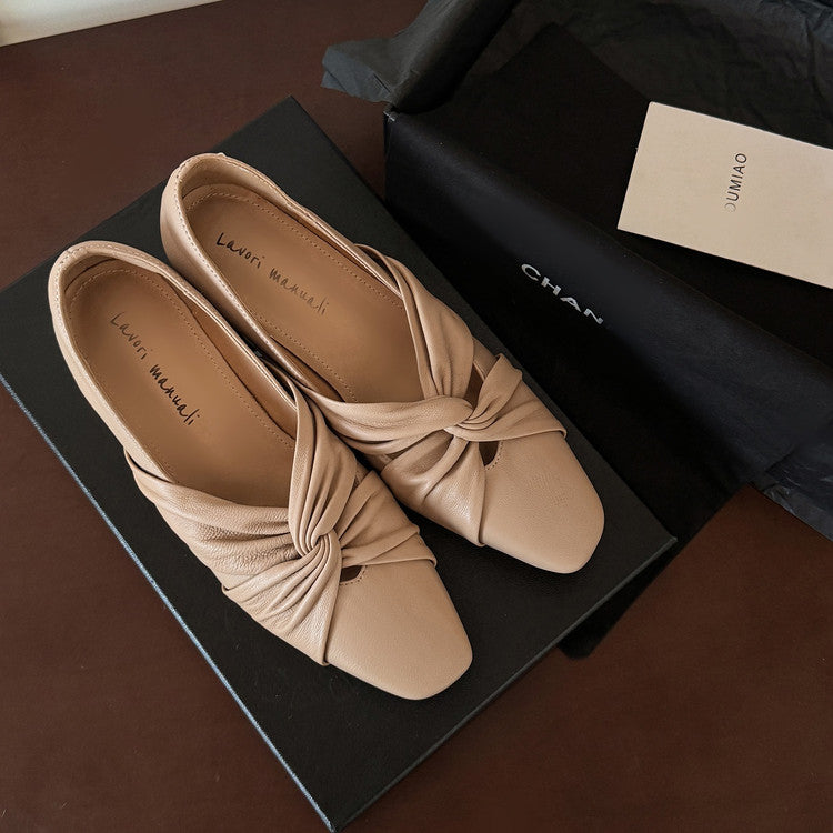 Karin Luna Cross Design Square Toe Hidden Wedge Shoes