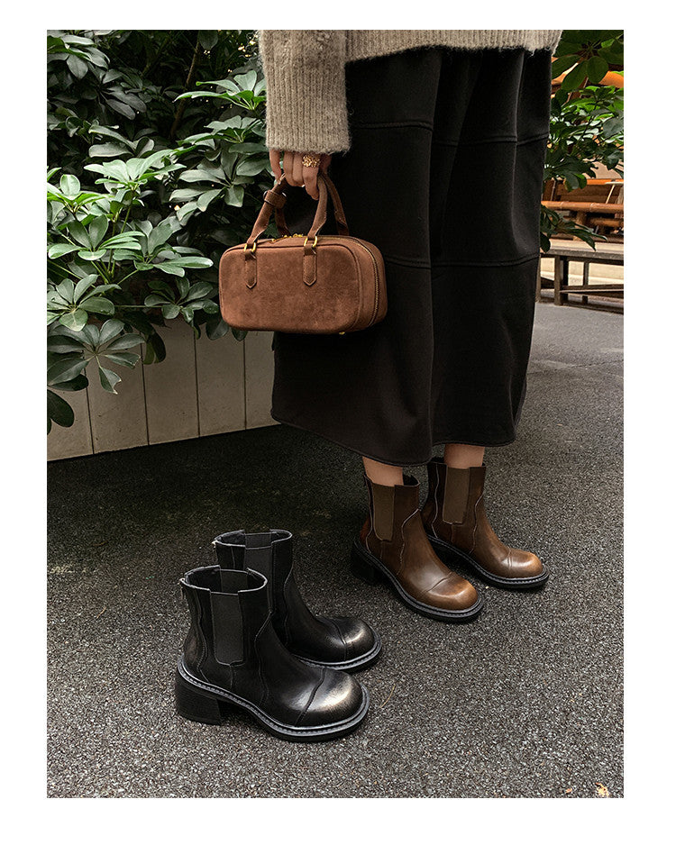 Karin Luna In Stock Spot Goods  Round Toe Stretch Round Toe Chelsea Short Boots