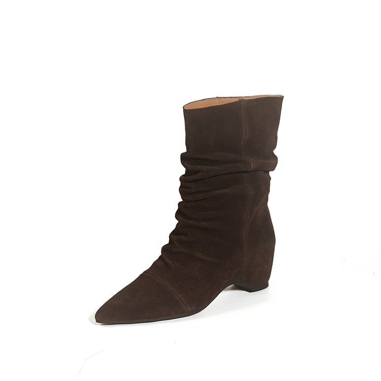 Karin Luna Data Hot-Selling Pointed Toe Slouchy Matte Western Short Boots