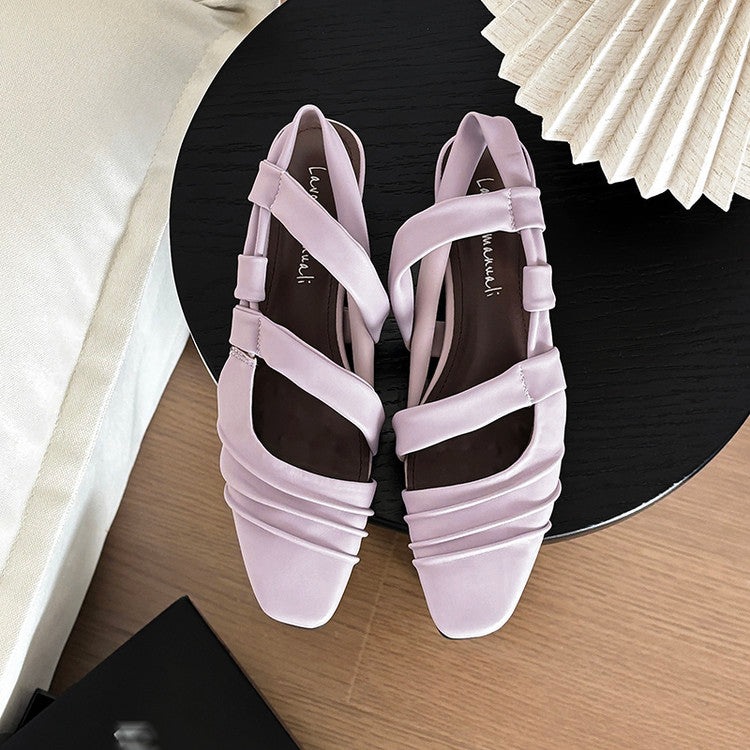 Karin Luna In Stock In Stock Minimalist Soft Upper Small Square Toe Chunky Heel Sandals