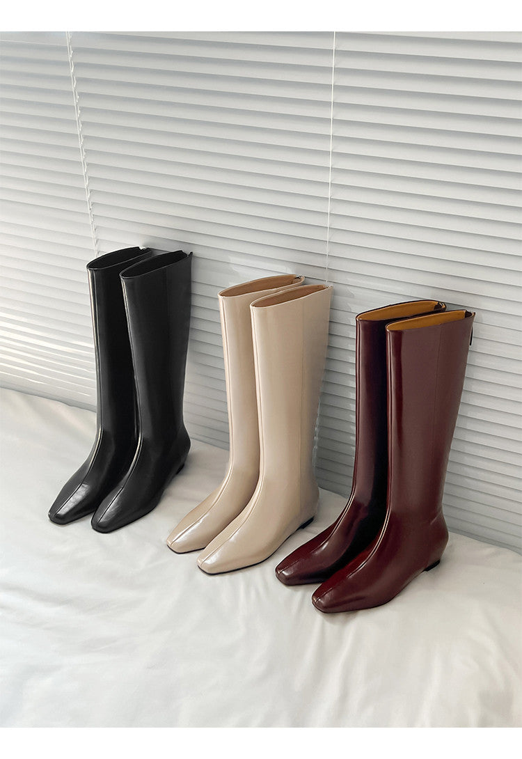Karin Luna Minimalist Style Square-Toe Hidden Heel Long Boots