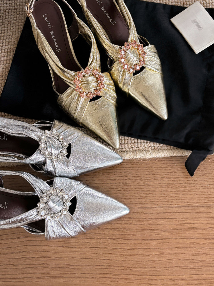 Karin Luna Bestseller Popular  Pointed Toe Irregular Heel Elegant Rhinestone Closed-Toe Sandals