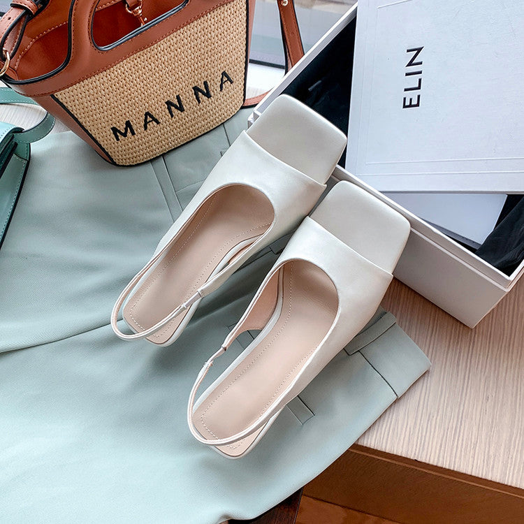 Karin Luna Classic Style Square Toe Open Toe French Retro Sandals