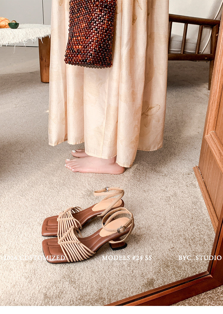 Karin Luna Data Hot Item  Comes with data plan included Hand-woven Square Toe Sofa Insoles Irregular Heel Sandals