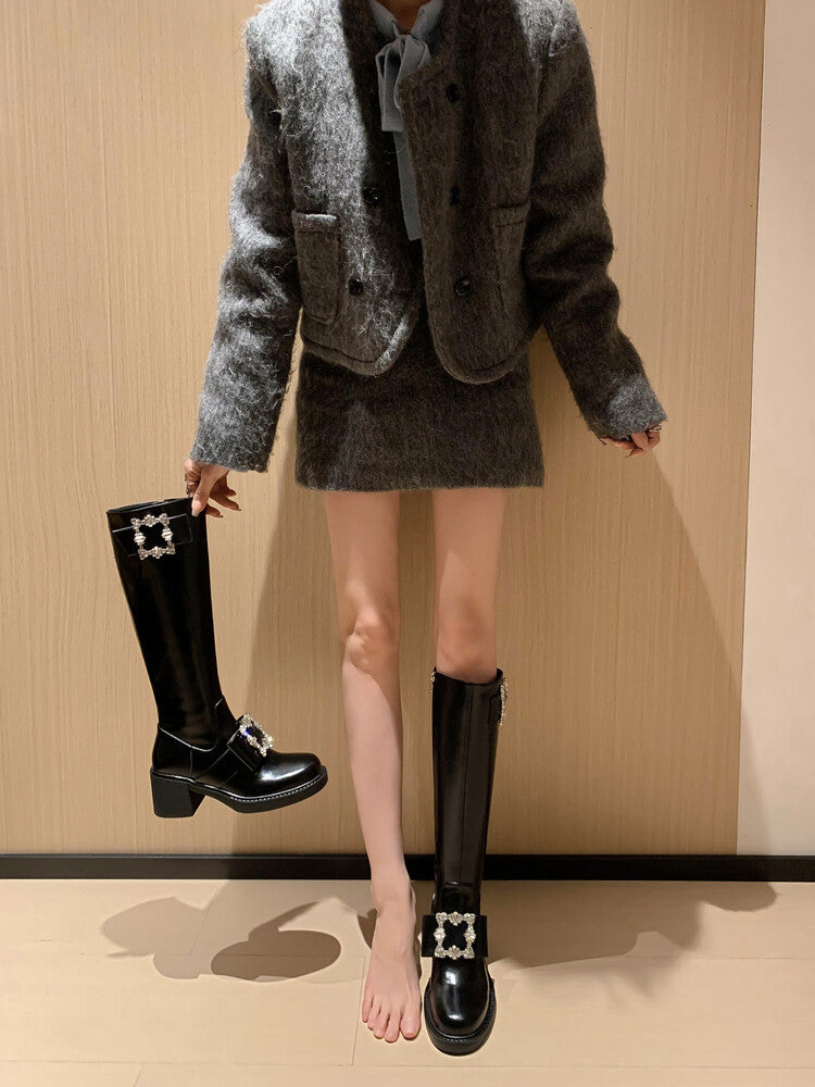 Karin Luna has prepared stock  Custom Large Square Buckle Bowknot Fastener Elegant Long Boots