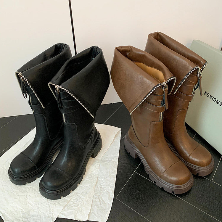 Karin Luna In Stock In-stock Foldable Niche Thick-soled Knight Boots
