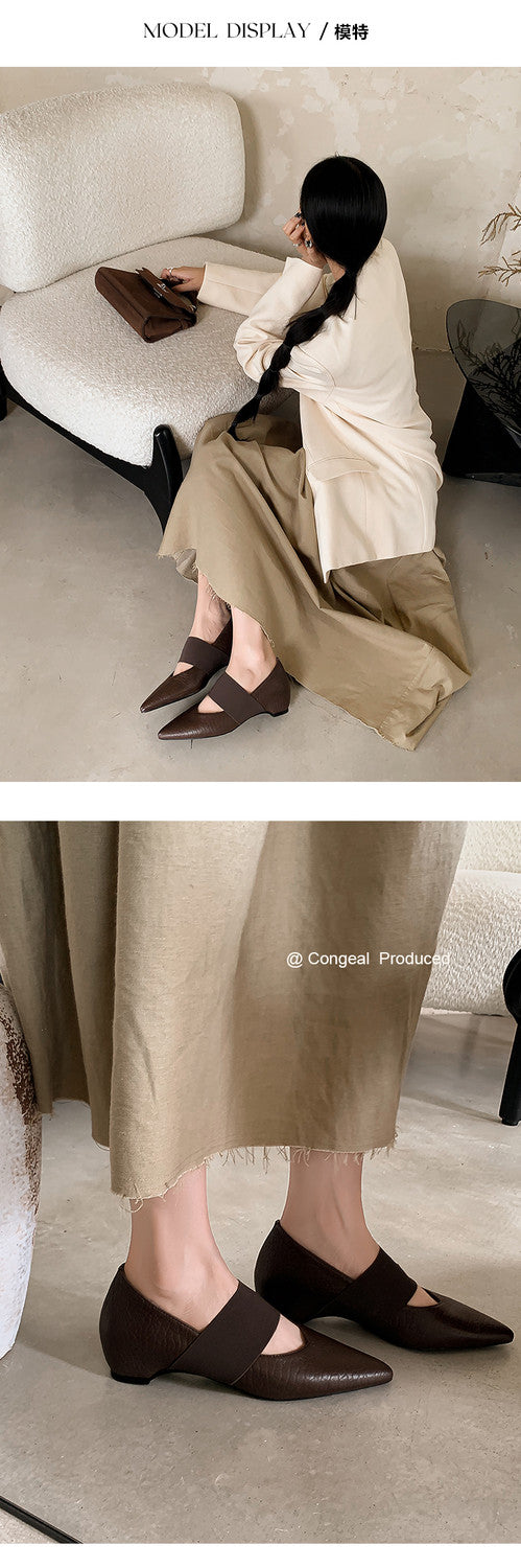 Karin Luna  Popular Pointed Toe Hidden Heel Strap Single Shoes