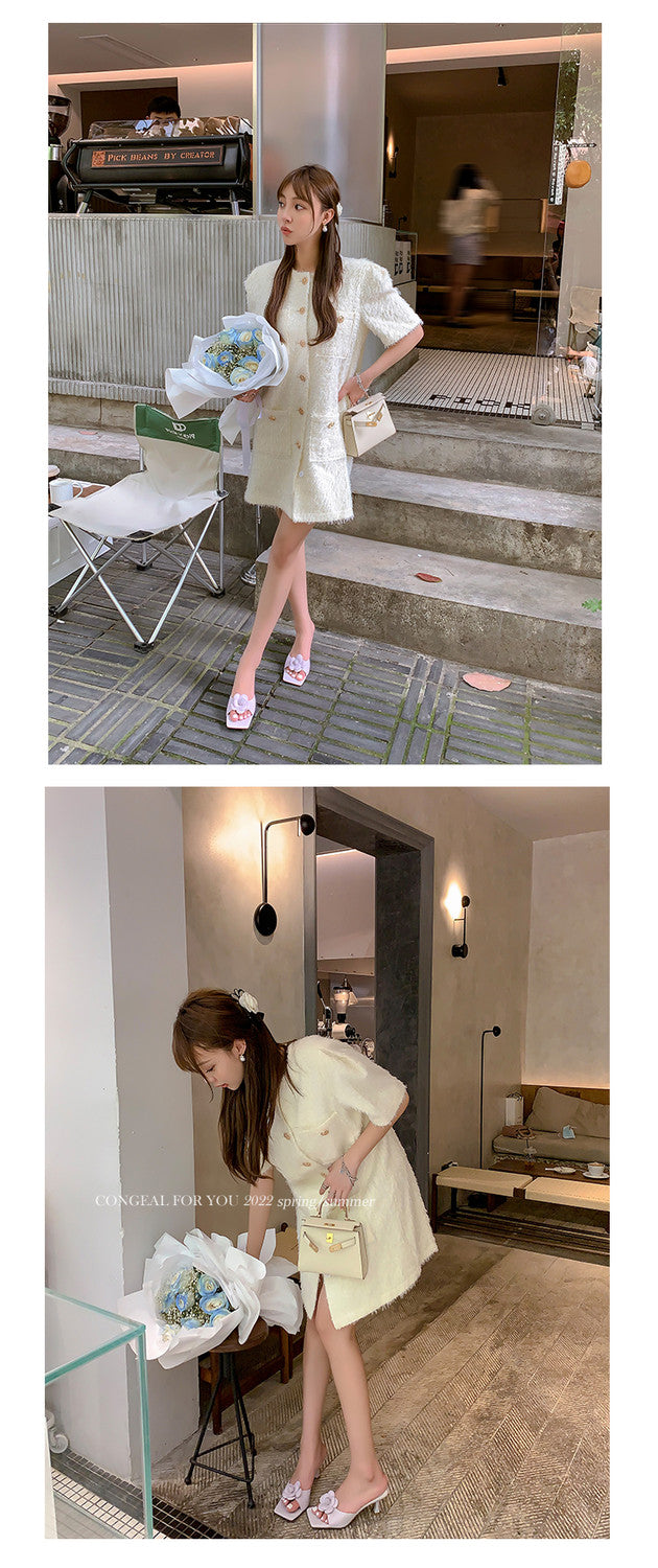 Karin Luna Flower of Wealth in the World~Says purple has a lot of charm Spot Goods Spot Goods  Three-Dimensional Camellia Elegant Sandals