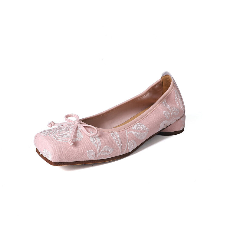 Karin Luna In Stock  In stock  Vintage Chinese Style Embroidered Rose~ Butterfly Knot Granny Shoes