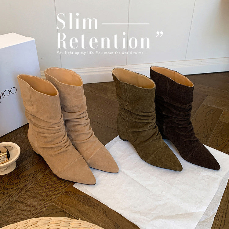 Karin Luna Data Hot Item Pointed Toe Slouchy Matte Western Ankle Boots