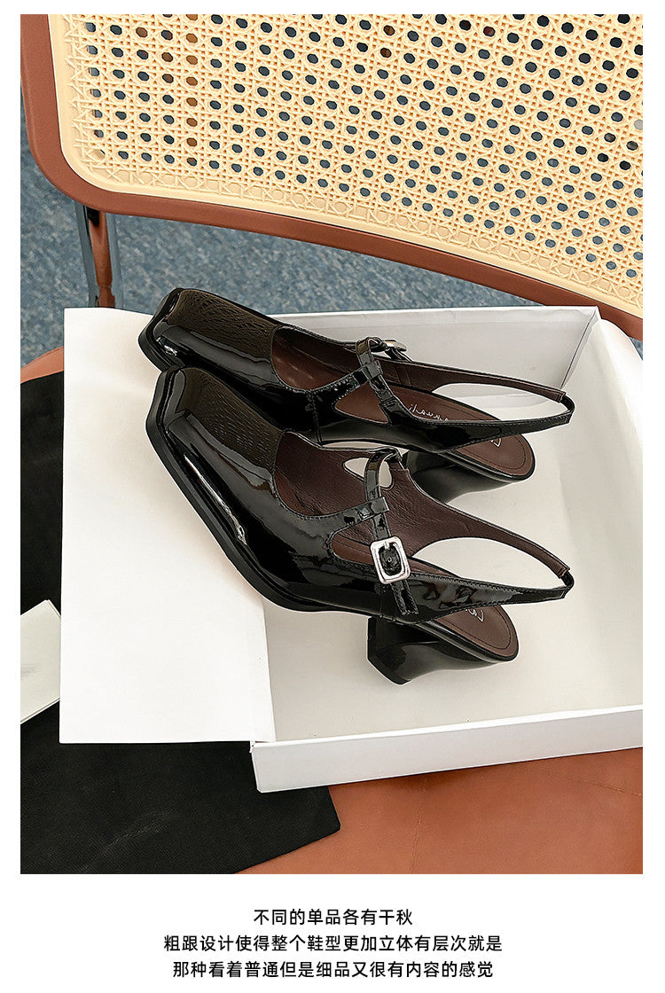 Karin Luna In Stock In Stock  Unique European and American Style Square-Toed Chunky Heel Closed-Toe Sandals