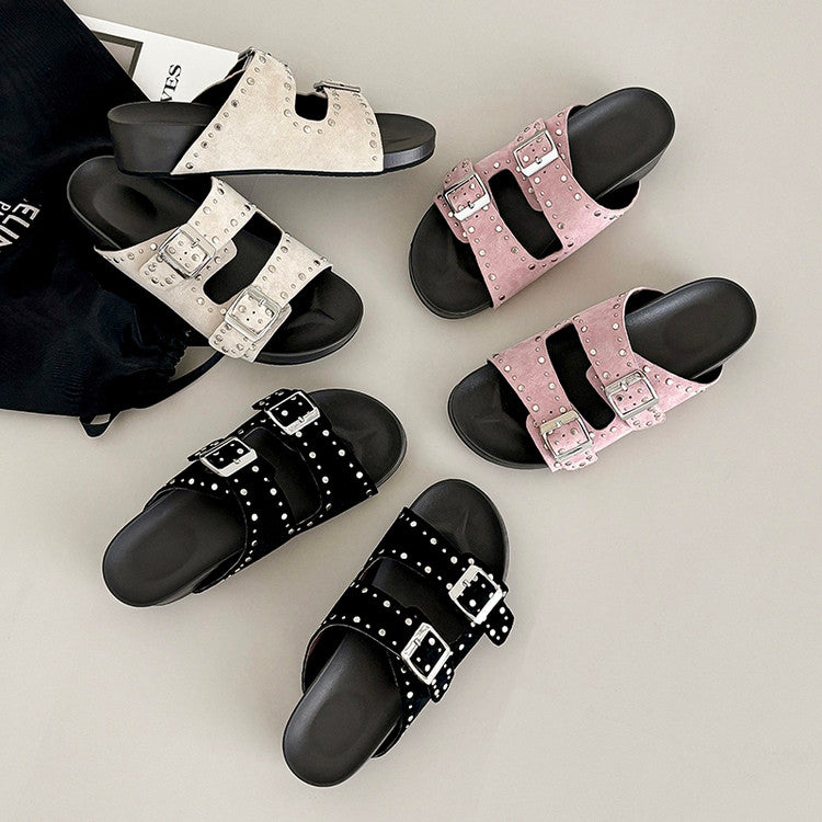 Karin Luna In Stock Spot Goods Casual Thick-Soled Belt Buckle Slippers