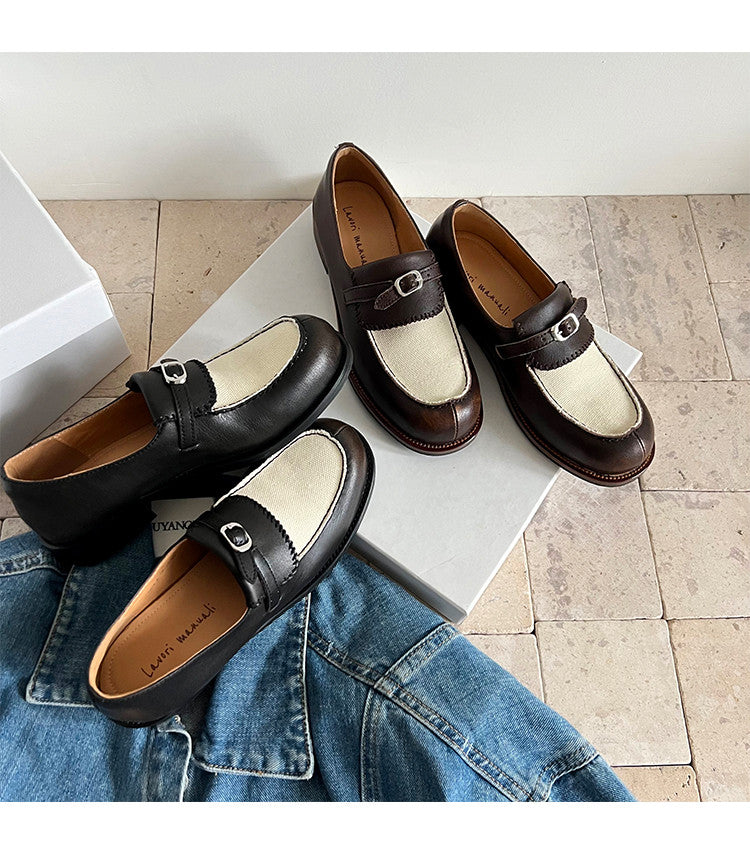 Karin Luna Casual Shoes Series~  In stock Classic color-blocking British style deep-mouth single shoes