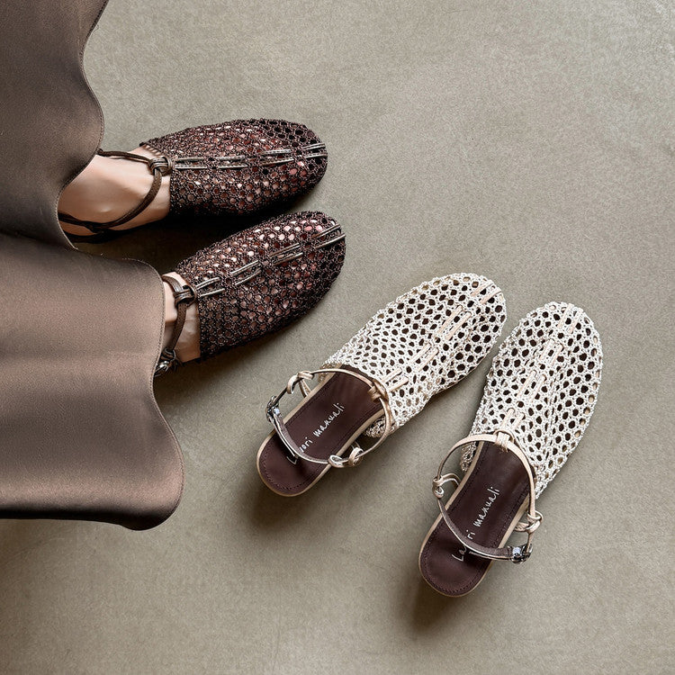 Karin Luna In Stock Spot Goods  Resort Style Series~Casual woven closed-toe flat sandals