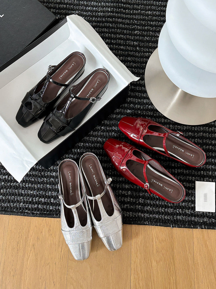 Karin Luna In Stock Spot Goods  t Square-Toed Full Leather Basic Slippers