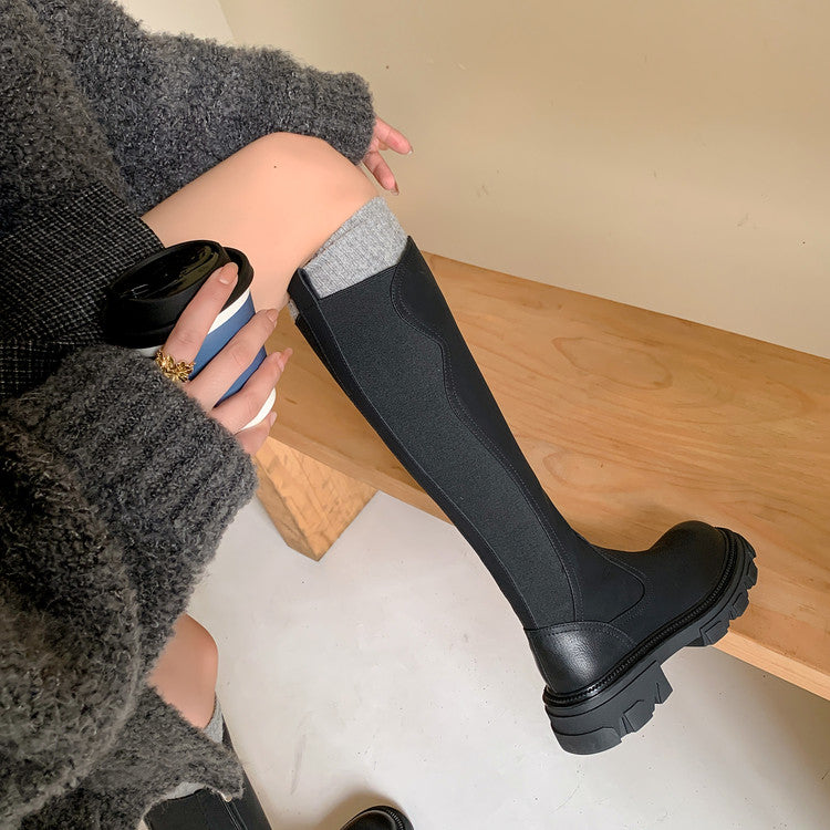 Karin Luna In Stock Versatile Irregular Stretch Fabric Long Boots