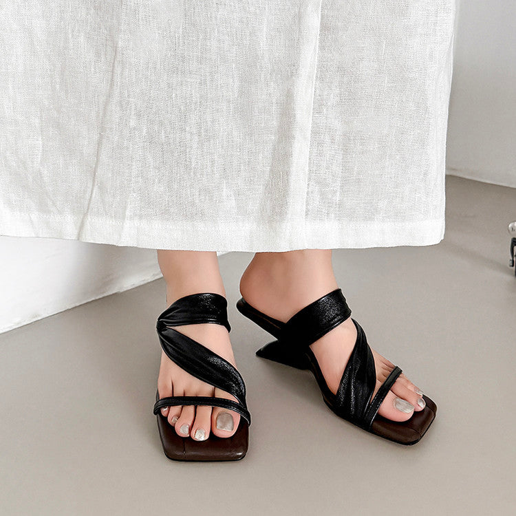 Karin Luna In Stock Spot Goods Minimalist Style Square-Toed Irregular Heel Slippers