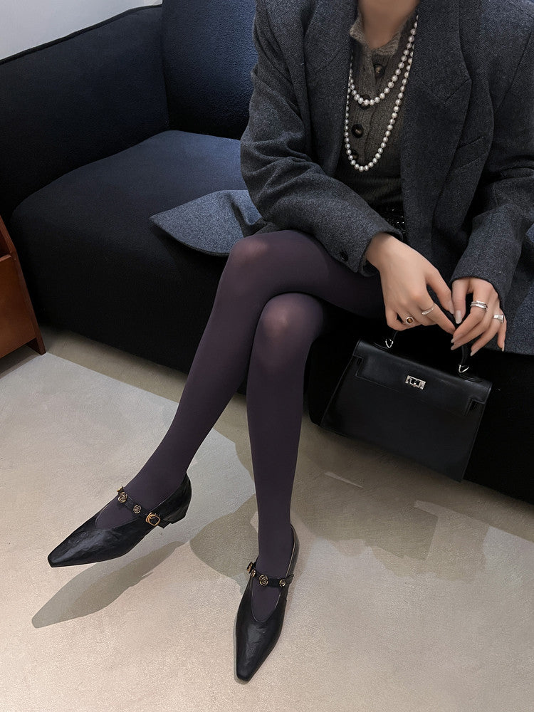 Karin Luna In Stock Spot Goods    Retro Classic Metal Camellia Irregular Heel Single Shoes