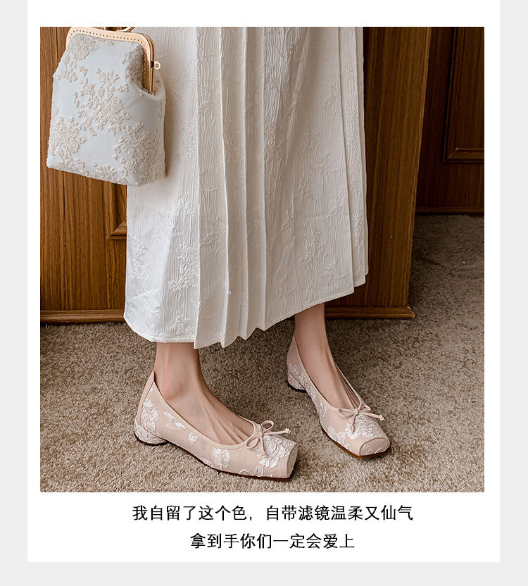 Karin Luna In Stock  In stock  Vintage Chinese Style Embroidered Rose~ Butterfly Knot Granny Shoes