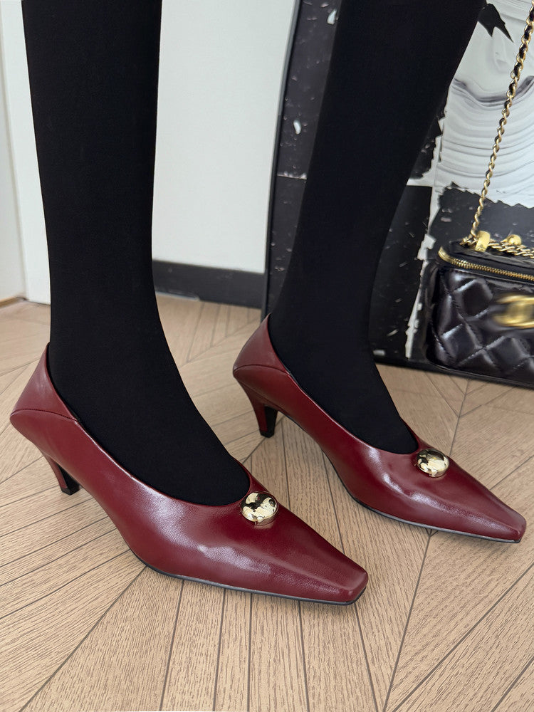 Karin Luna In Stock In Stock ~Basic Versatile French Style Small Square Toe Shallow Mouth Single Shoes