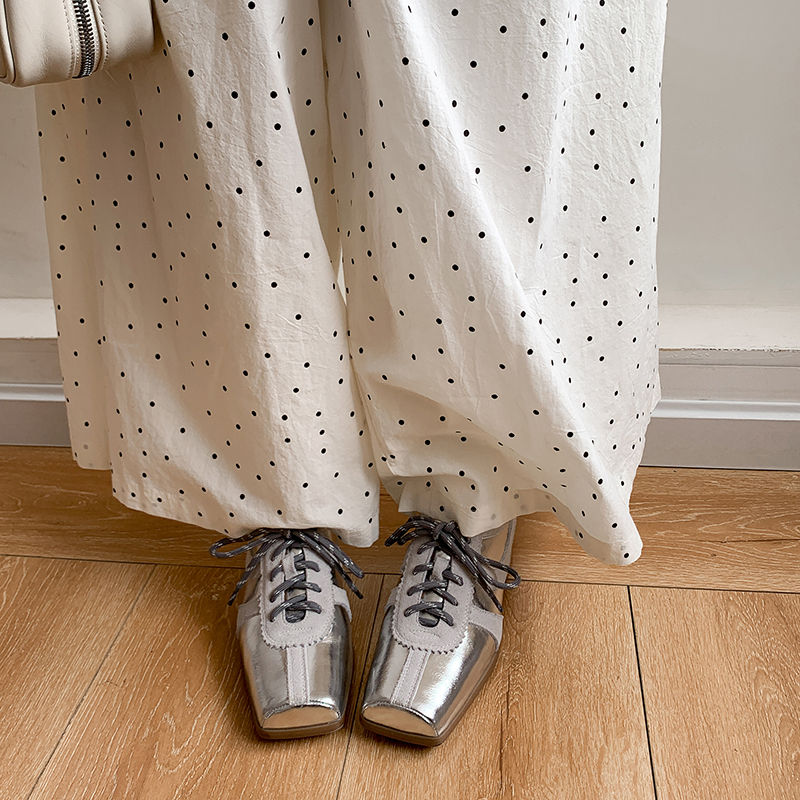 Karin Luna In Stock Spot Goods   Pig Nose Thin Strap Square Toe Patchwork Single Shoes