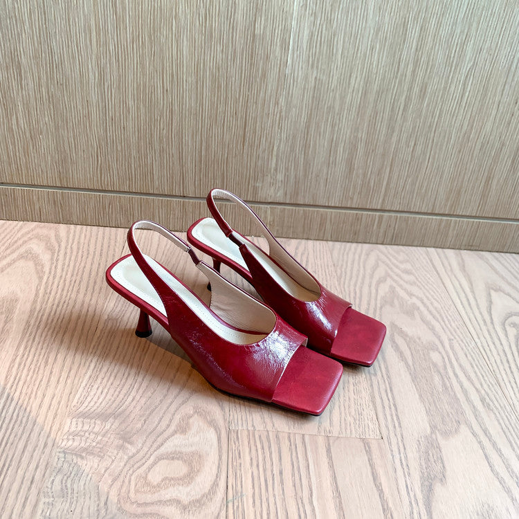 Karin Luna Classic Style Square Toe Open Toe French Retro Sandals