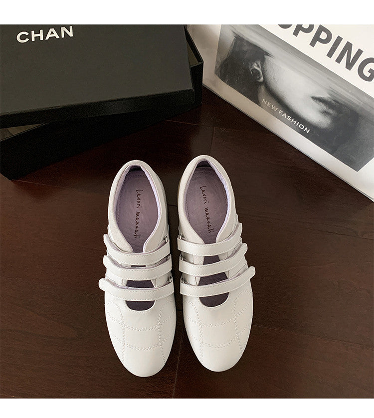 Karin Luna Casual Shoes Series~  In Stock In Stock Magic Tape Round Toe Internal Height Increase Single Strap Flats