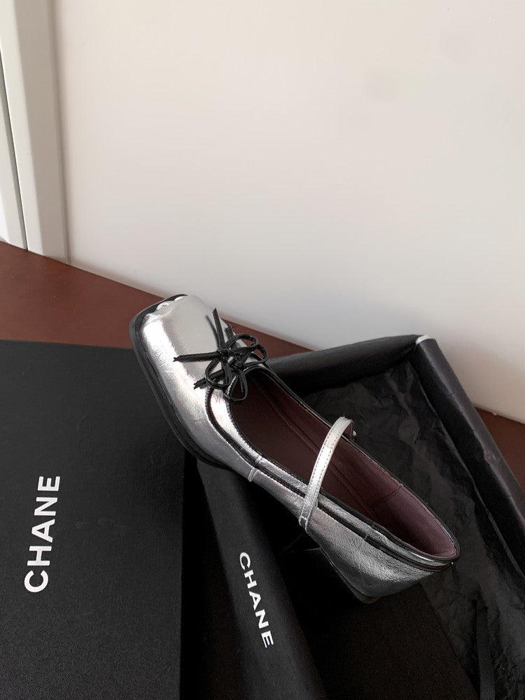 Karin Luna In Stock Spot Goods   One-strap Bowknot Square Toe Chunky Heel Mary Jane Shoes