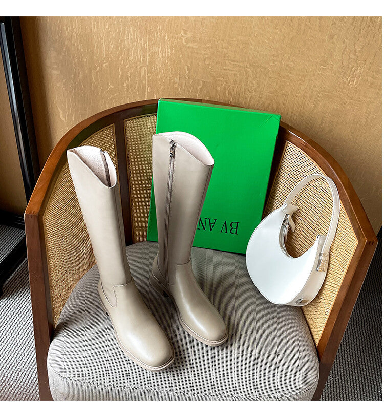 Karin Luna In Stock  Cowhide Niche Versatile Style Knight Boots