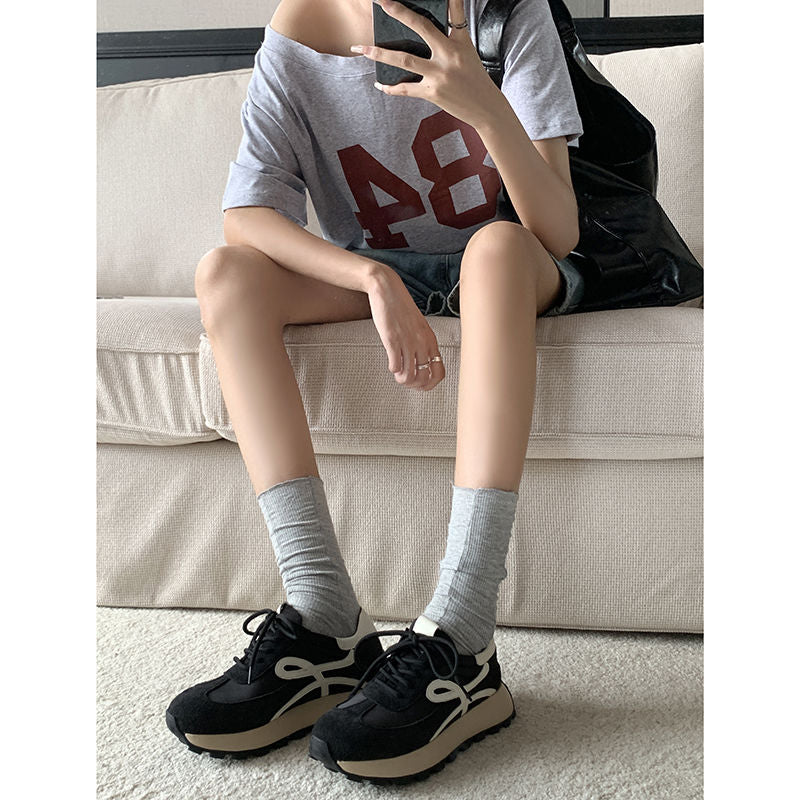 Karin Luna Casual Shoes Series~  In Stock Hot-Selling Versatile Lace-Up Thick-Soled Deep Mouth Single Shoes