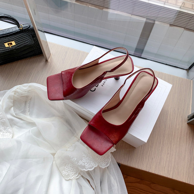 Karin Luna Classic Style Square Toe Open Toe French Retro Sandals