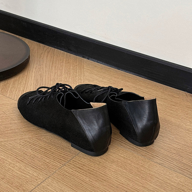 Karin Luna In Stock In Stock   Xiaohongshu Hot-Selling Lace-Up Round-Toe Deep Mouth Single Shoes