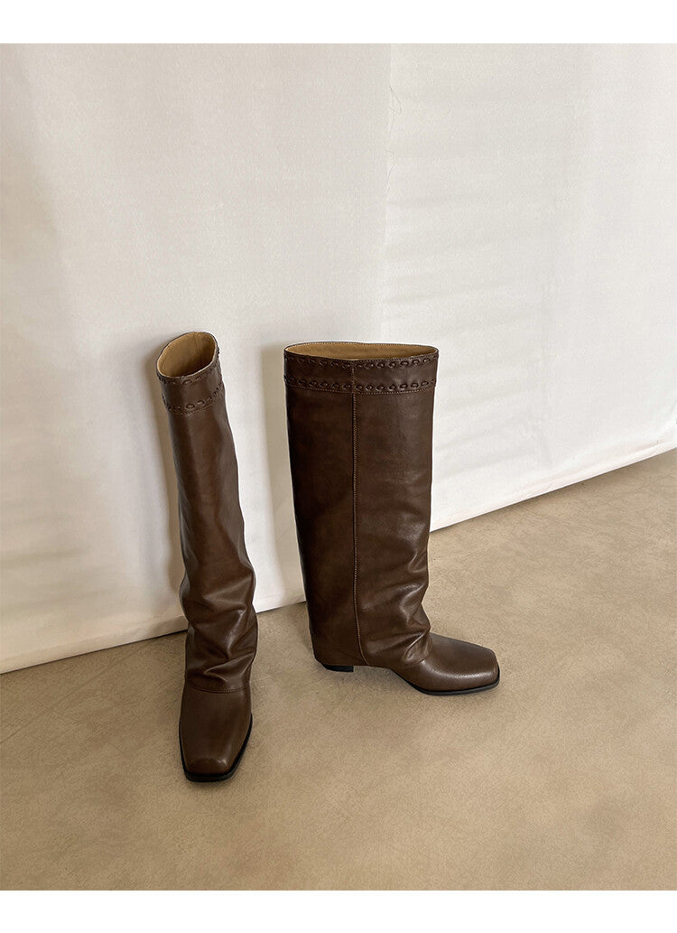 Karin Luna cool girl Stylish and Sweet Square-Toe Booties