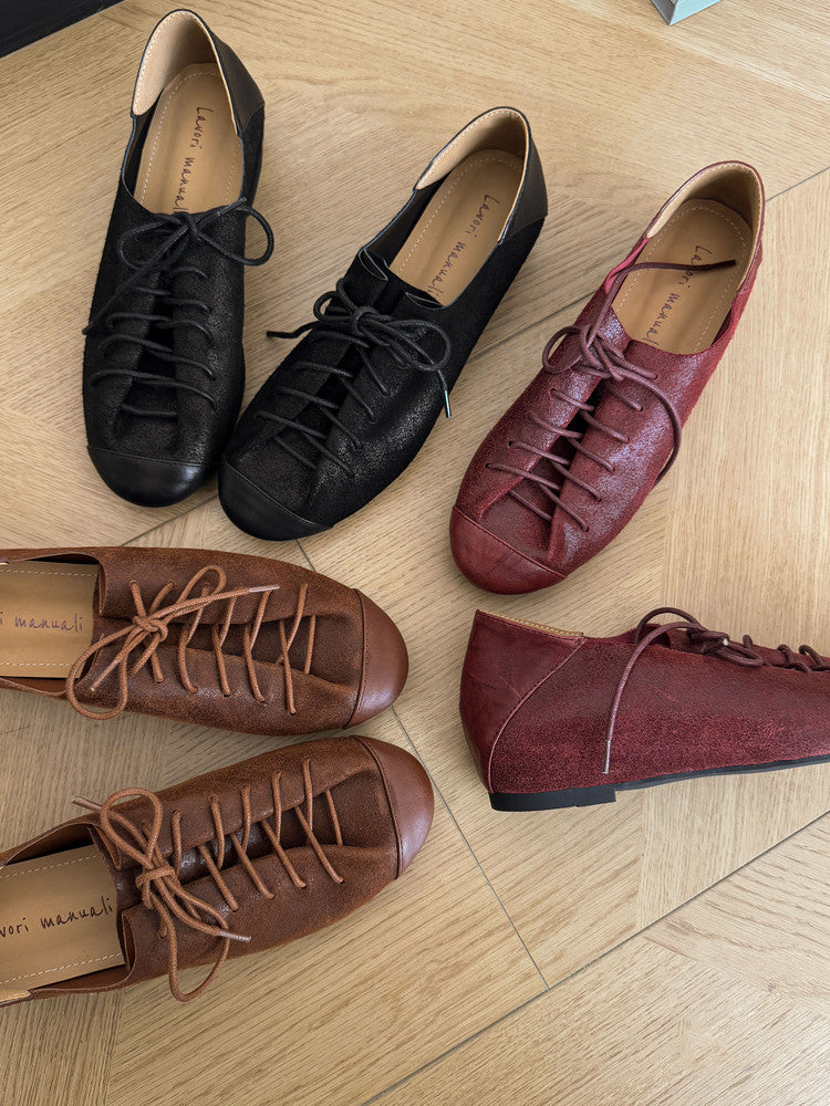 Karin Luna In Stock In Stock   Xiaohongshu Hot-Selling Lace-Up Round-Toe Deep Mouth Single Shoes
