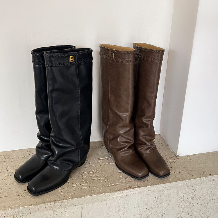 Karin Luna cool girl Stylish and Sweet Square-Toe Booties