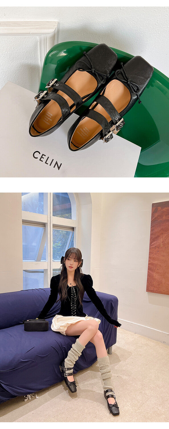 Karin Luna Future Sense silver~Spot Goods Spot Goods Hot-selling Bowknot Retro Belt Buckle Ballet Mary Jane Shoes