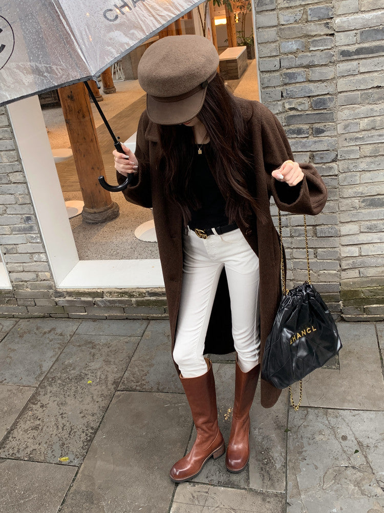 Karin Luna Basic Versatile Style Round Toe Chunky Heel Long Boots